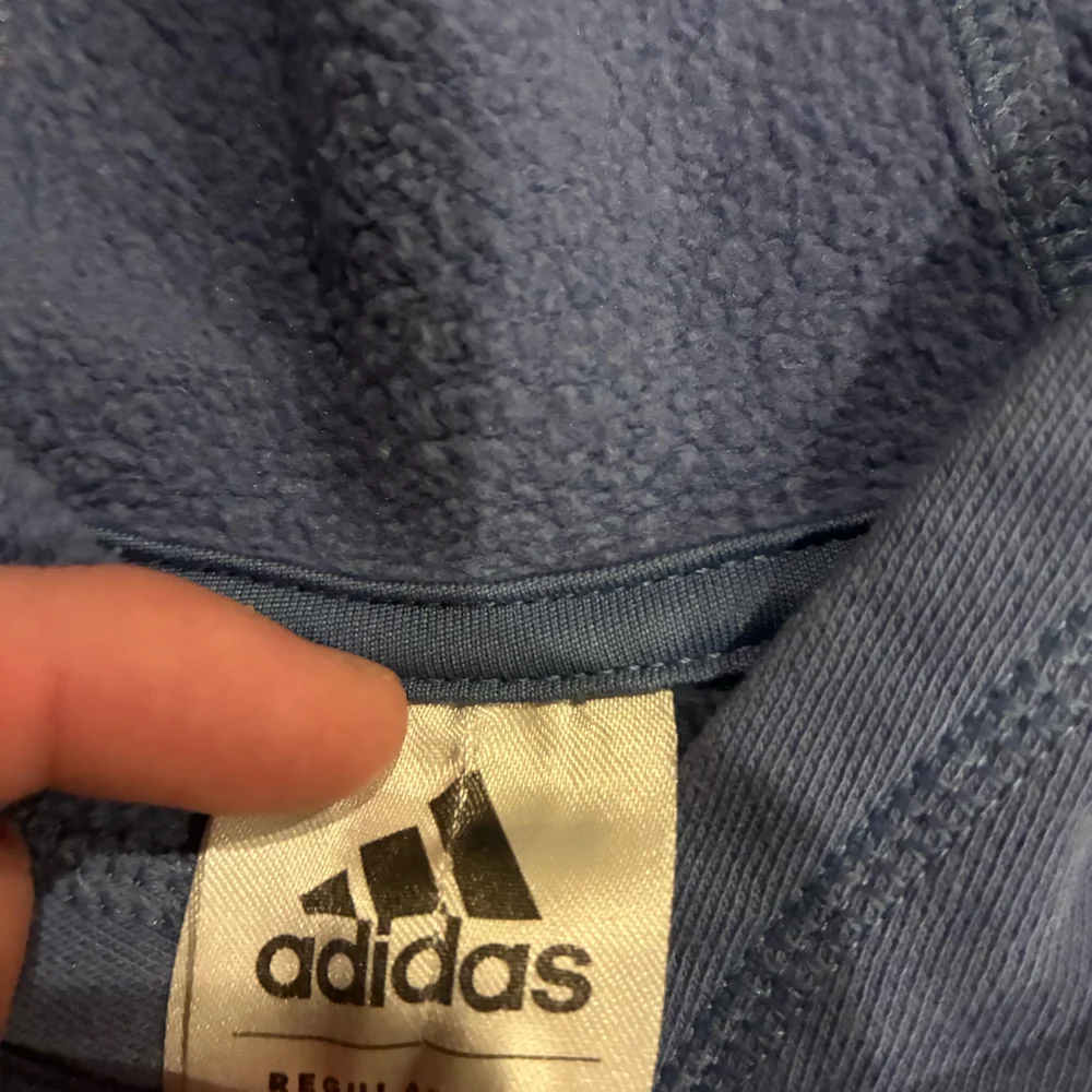 Adidas Boys Blue & Gray Long Sleeves‎ Side Stripe Fleece Hoodie Size Large
